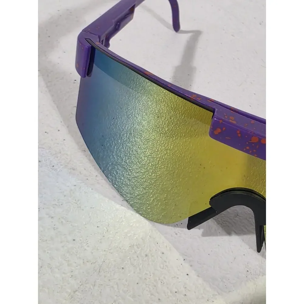 Wichita Wind Surge Baseball Shield Sunglasses Purple Orange Mirror Lens